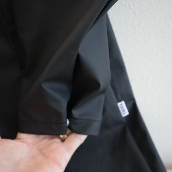 RAINS 18050 Women's Sz Large Black A-Line Hooded Rain Coat Jacket - Picture 3 of 5